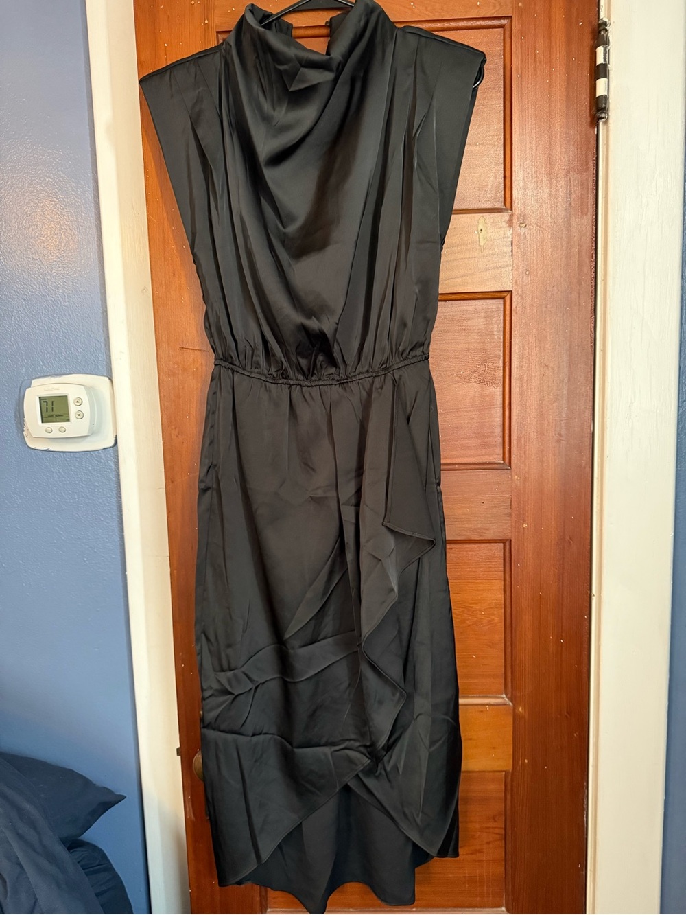 entro Black Draped Cowl-Neck Maxi Dress